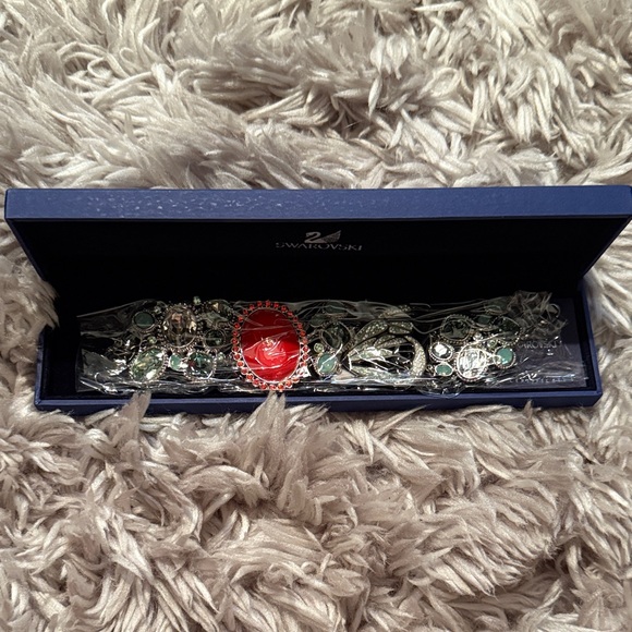 Swarovski Nova Red, Green, Silver Crystal Bracelet -Set